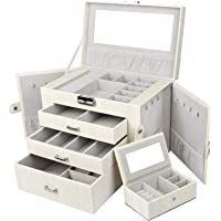 Los mejores  - Yorbay Caja Joyero con Espejo y Cajones- Caja para Joyas- para Pendientes- Pulseras- Anillos- Almacenamiento y Expositor…